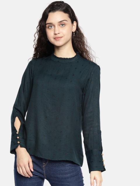 

AND Women Green Self Design Top