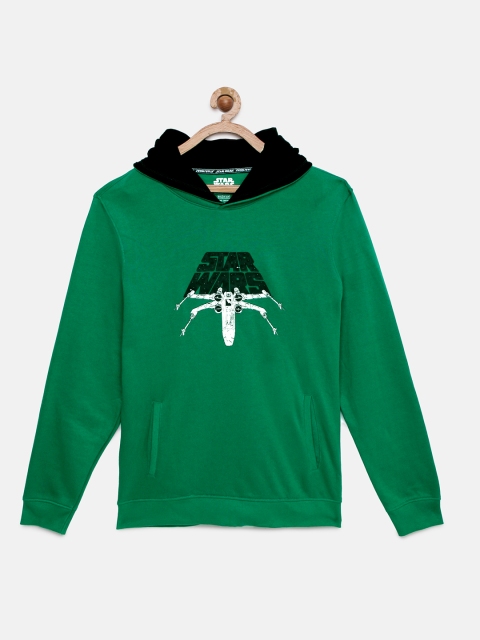 

Indian Terrain Boys Green & Black Star Wars Printed Hooded Sweatshirt