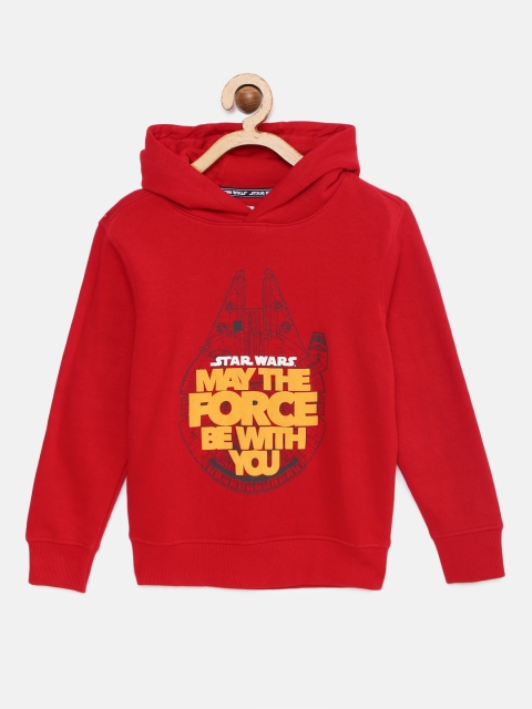 

Indian Terrain Boys Red Printed Hooded Sweatshirt