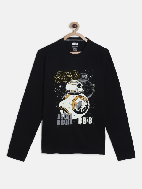 

Indian Terrain Boys Black Star Wars Printed Round Neck T-shirt