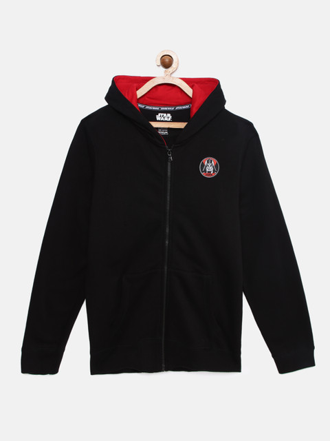 

Indian Terrain Boys Black Printed Hooded Sweatshirt