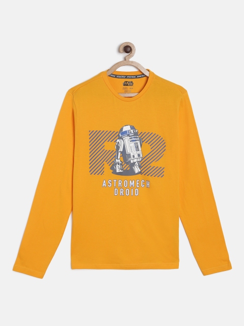 

Indian Terrain Boys Yellow Star Wars Printed Round Neck T-shirt