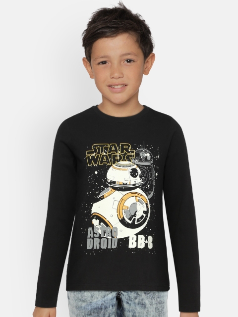 

Indian Terrain Boys Black Glow In The Dark Printed Round Neck T-shirt