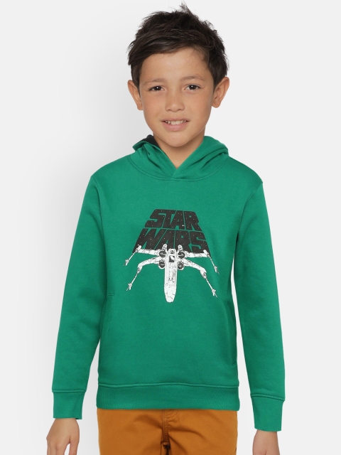 

Indian Terrain Boys Green Printed Star Wars Hooded Sweatshirt