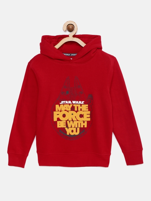 

Indian Terrain Boys Red Printed Hooded Sweatshirt