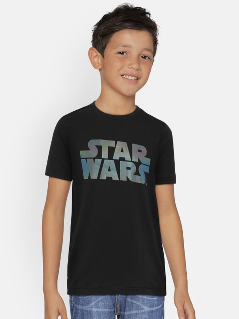 

Indian Terrain Boys Black Star Wars Magic Printed Round Neck T-shirt