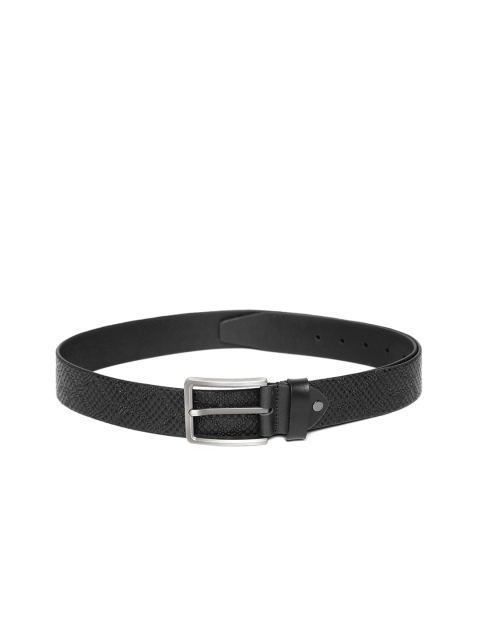 

Woodland Men Black Leather Snakeskin Textured Belt