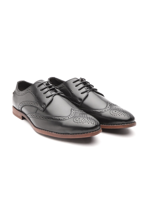 

Carlton London Men Black Textured Formal Brogues