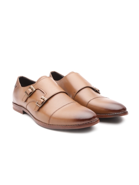 

Carlton London Men Tan Brown Solid Leather Formal Monks