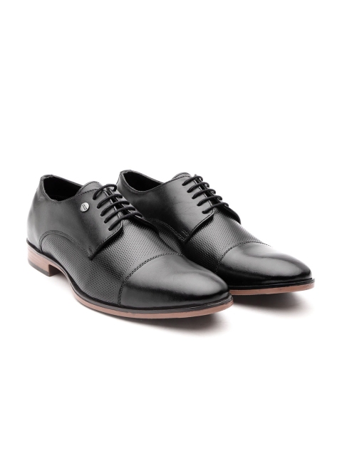 

Carlton London Men Black Perforated Formal Leather Derbys