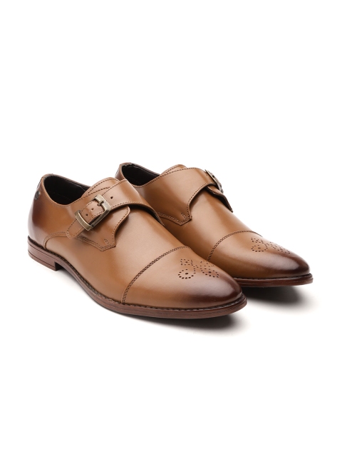 

Carlton London Men Brown Solid Leather Formal Monks