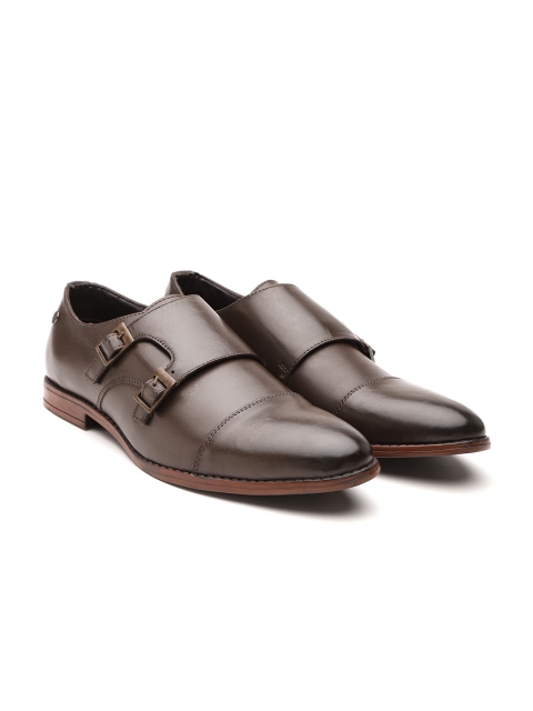 

Carlton London Men Coffee Brown Solid Leather Formal Monks