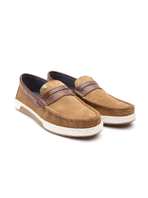 

Carlton London Men Brown Solid Penny Loafers with Suede Finish