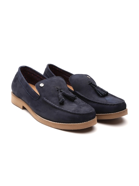 

Carlton London Men Navy Blue Tasselled Loafers with Suede Finish