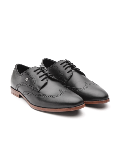 

Carlton London Men Black Leather Formal Brogues