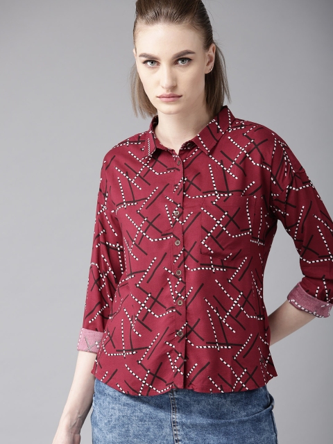 

Roadster Women Maroon & Black Printed Casual Shirt