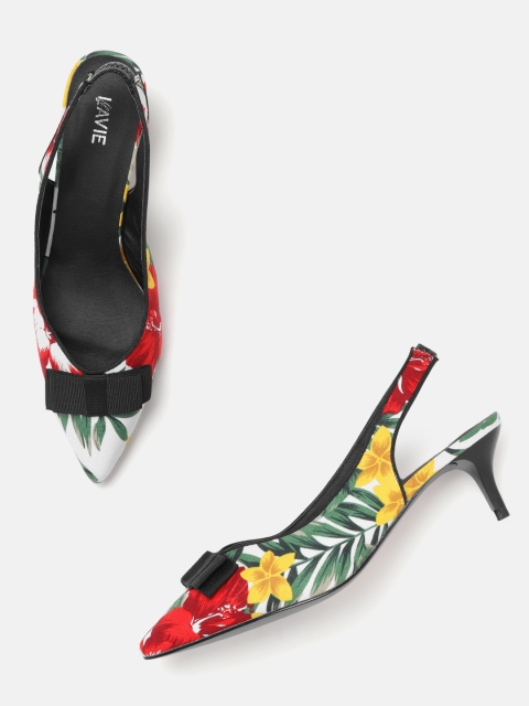 

Lavie Women Red & Green Floral Print Pumps