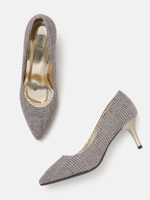 

Lavie Women Black & Off-White Checked Pumps