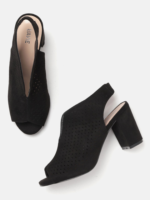

Lavie Women Black Laser Cut Heels