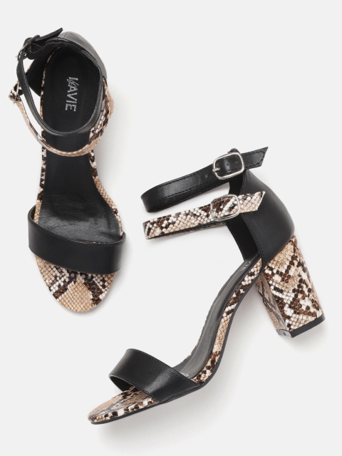 

Lavie Women Black & Beige Snakeskin Textured Heels