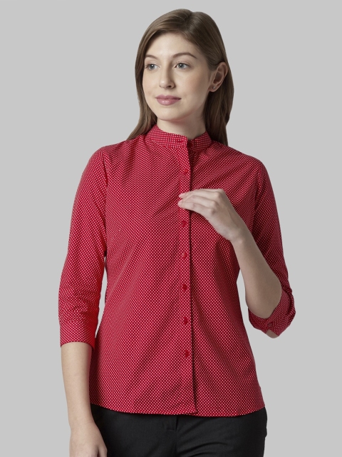 

Park Avenue Women Red & White Slim Fit Printed Formal Shirt