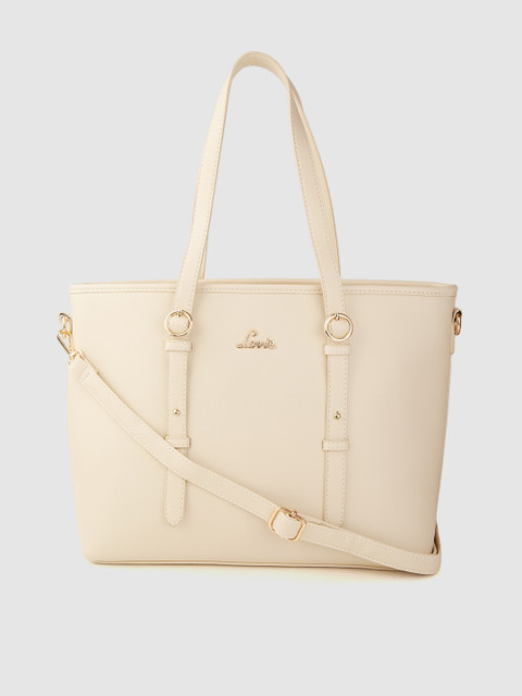 

Lavie Cream-Coloured Solid Shoulder Bag with Detachable Sling Strap