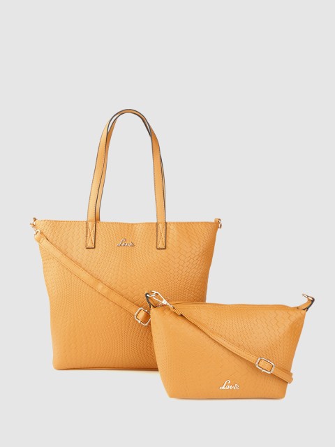 

Lavie Set of 2 Mustard Yellow Textured Handbags