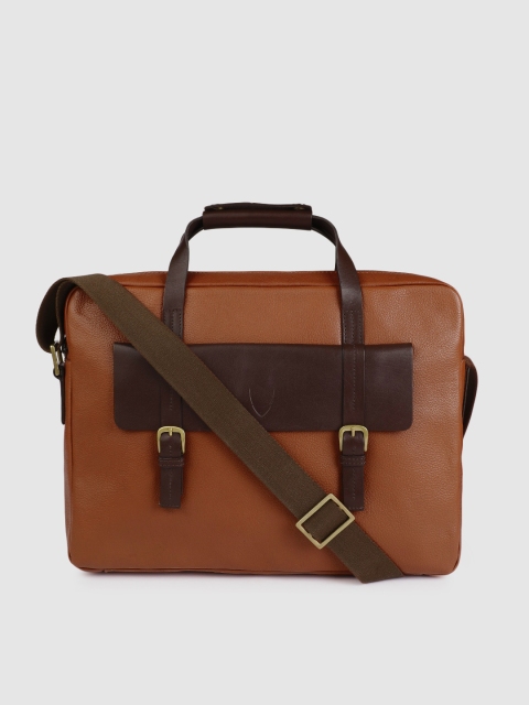 

Hidesign Men Tan-Brown Solid Leather Laptop Bag