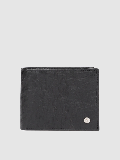 

Hidesign Men Black Textured Three Fold Leather Wallet