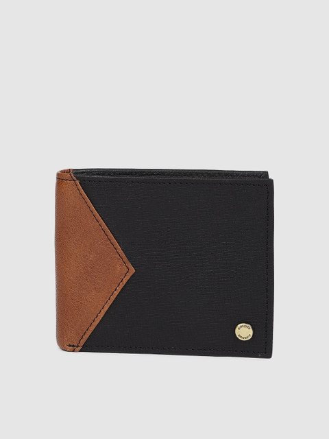 

Hidesign Men Black & Brown Textured Two Fold Leather Wallet