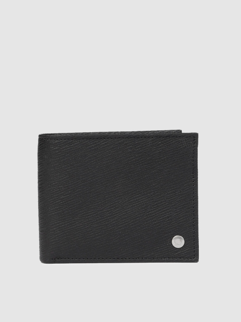 

Hidesign Men Black Textured Two Fold Leather Wallet