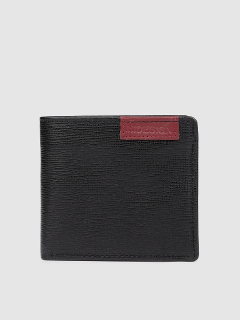 

Hidesign Men Black Textured Two Fold Leather Wallet