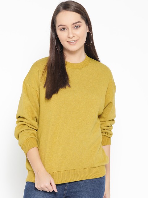 

AMERICAN EAGLE OUTFITTERS Women Mustard Yellow Solid Sweatshirt