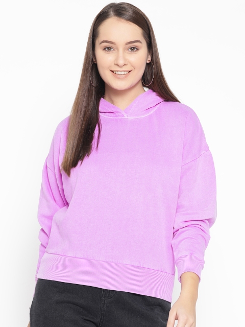 

AMERICAN EAGLE OUTFITTERS Women Lavender Solid Hooded Sweatshirt