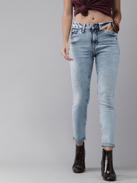 

Roadster Women Blue Skinny Fit Mid-Rise Clean Look Stretchable Cropped Jeans
