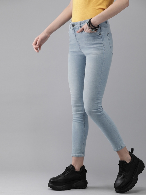 

Roadster Women Blue Skinny Fit Mid-Rise Clean Look Stretchable Cropped Jeans