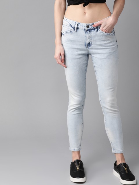 

Roadster Women Blue Skinny Fit Mid-Rise Clean Look Cropped Stretchable Jeans