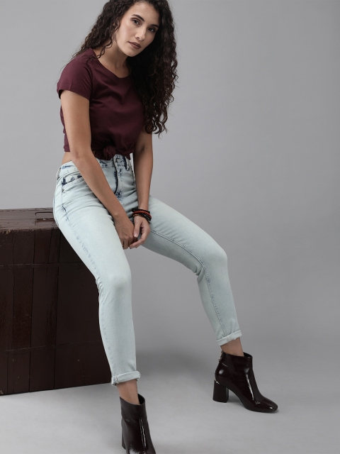 

Roadster Women Blue Skinny Fit Mid-Rise Clean Look Stretchable Cropped Jeans