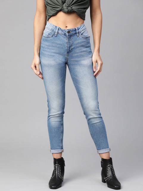 

The Roadster Lifestyle Co Women Blue Skinny Fit Mid-Rise Clean Look Stretchable Jeans
