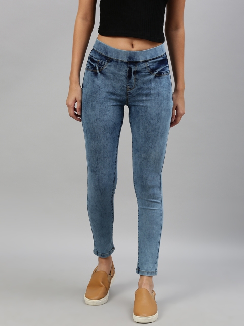 Women Blue Washed Super Skinny Fit Denim Jeggings