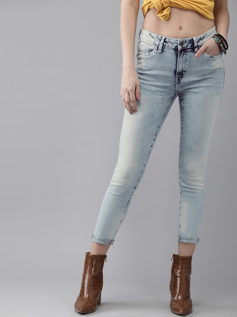 

Roadster Women Blue Skinny Fit Mid-Rise Clean Look Stretchable Cropped Jeans