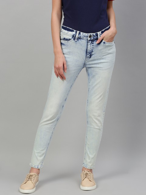 

Roadster Women Blue Skinny Fit Mid-Rise Clean Look Stretchable Cropped Jeans