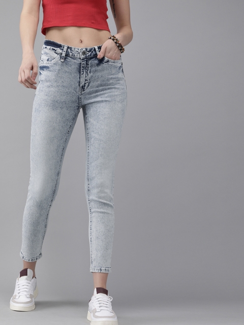 

Roadster Women Blue Skinny Fit Mid-Rise Low Distress Stretchable Jeans