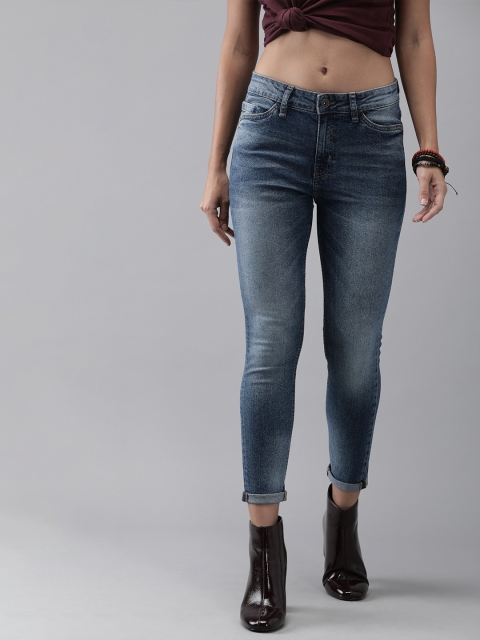 

Roadster Women Blue Skinny Fit Mid-Rise Clean Look Stretchable Cropped Jeans