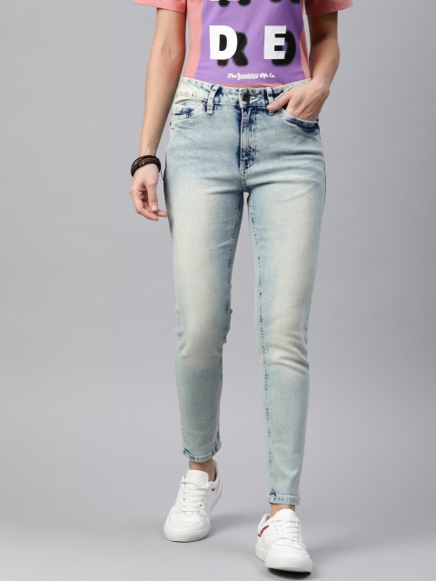 

Roadster Women Blue Skinny Fit Mid-Rise Clean Look Stretchable Cropped Jeans