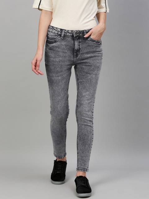 

Roadster Women Grey Skinny Fit Mid-Rise Clean Look Stretchable Cropped Jeans
