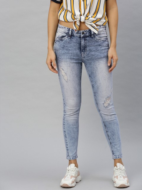 

Roadster Women Blue Regular Fit Mid-Rise Low Distress Stretchable Jeans