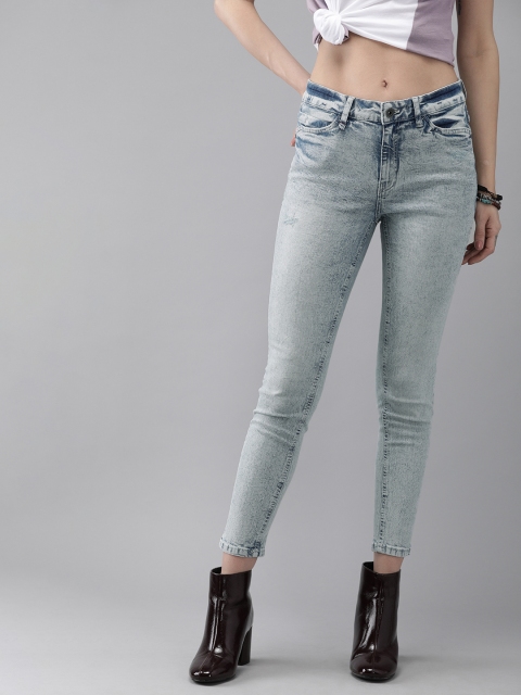 

Roadster Women Blue Skinny Fit Mid-Rise Clean Look Stretchable Cropped Jeans