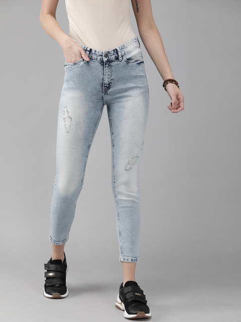 

Roadster Women Blue Skinny Fit Mid-Rise Mildly Distressed Jeans