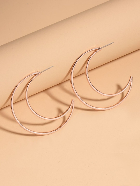 

OOMPH Rosegold-Toned Crescent Moon Shaped Handcrafted Drop Earrings, Rose gold